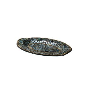 (DH) Addison Mosaic Platter Small Blue/Silver/French Gold