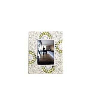 (DH) Floretta Mosaic Photo frame Green/Silver/White