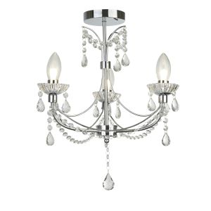 Autumn 3 Light Bathroom Chandalier, Chrome With Crystal Glass