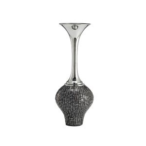 (DH) Silvia Mosaic Vase Funnel Black/Chrome