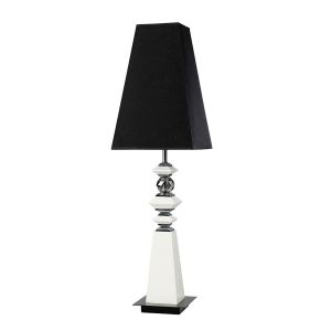 (DH) Galata Table Lamp 1 Light E27 With Black Shade White/Crystal