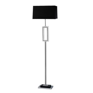 (DH) Linea Floor Lamp 1 Light E27 With Black Shade Polished Chrome/Black/Crystal