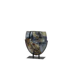 * (DH) Kiana Glass Art Vase With Stand Blue/Multi-Colour