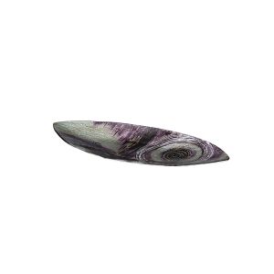 * (DH) Elvira Glass Art Boat Platter Oval Large Silver/Black/Purple