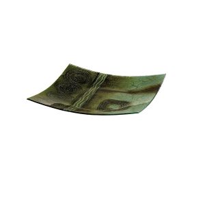 * (DH) Carina Glass Art Platter 14 Inch Green/Brown