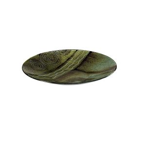 * (DH) Carina Glass Art Platter Round Green/Brown