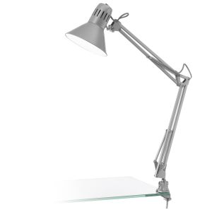 1 Light Satin Nickel Adjustable Clamp On Table Lamp