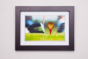 (DH) Play Golf, Black Frame, Amber, Red Crystal