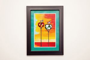 (DH) Nature Apples, Black Frame, Amber, Green, Red Crystal