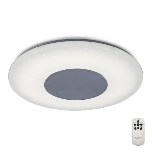 Reef Ceiling 45cm Round 48W LED 3000K-6500K Tuneable, 3500lm, Remote Control Chrome / White, 3yrs Warranty