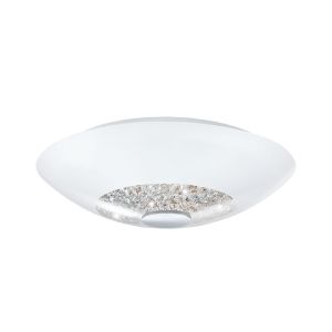 Ellera 2 Light E27 Ceiling Flisht With White & Chrome Shade and Crystal Droplets