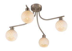 Carmen Ceiling 4 Light E14 Satin Nickel/Round Swirl Pattern Frosted Glass