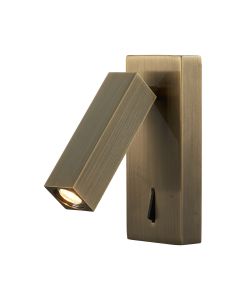 Tarifa Wall/Reading Light, Adjustable 3W LED, 3000K, 210lm, Switched, Antique Brass, 3yrs Warranty