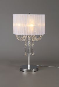 Freida Table Lamp With White Shade 3 Light E14 Polished Chrome/Crystal