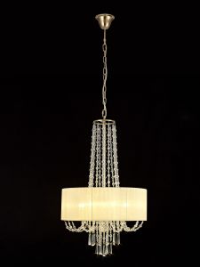 Freida 50cm Pendant With Ivory Cream Shade 6 Light E14 French Gold/Crystal