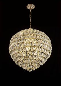Coniston Pendant, 12 Light E14, French Gold/Crystal Item Weight: 29.2kg