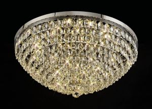 Coniston Flush Ceiling, 15 Light E14, Polished Chrome/Crystal Item Weight: 35.4kg