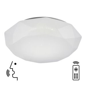 Diamante Smart 51.5cm Ceiling, 80W LED, 3000-5000K Tuneable White, 5200lm, Remote Control, APP, Alexa & Google Voice Control, White, 3yrs Warranty