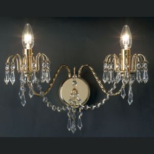 Endon 96562-WBBP Rumba Wall Lamp, Brass Plate & K9 Crystal 2 Light In Brass