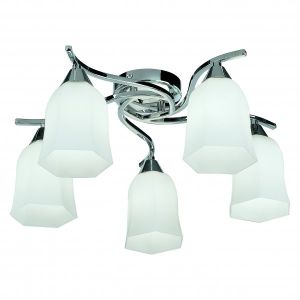 Endon 96965-CH Alonso Flush Fitting, Chrome With White Glass 5 Light