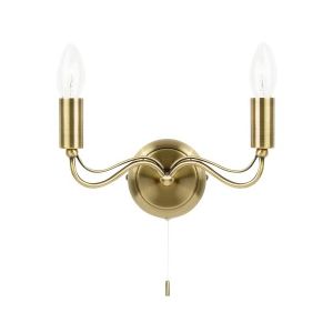 Endon 96982-WBAB Charleston Wall Lamp, Antique Brass 2 Light