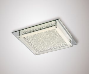 Gina Flush Ceiling, 420mm Square, 21W 1680lm LED 4000K Polished Chrome/Crystal