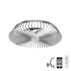 Himalaya 70W LED Dimmable Ceiling Light With Built-In 35W DC Reversible Fan, Remote, APP & Alexa/Google Voice Control, 4900lm, Silver, 5yrs Warranty
