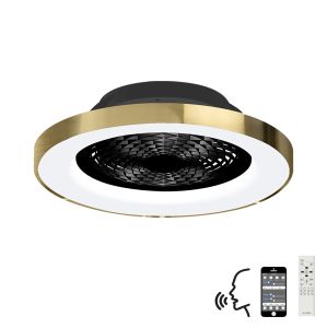 Tibet 70W LED Dimmable Ceiling Light With Built-In 35W DC Fan c/w Remote Control, APP & Alexa/Google Voice Control, 3900lm, Gold/Black, 5yrs Warranty