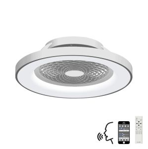 Tibet 70W LED Dimmable Ceiling Light With Built-In 35W DC Fan, c/w Remote Control, APP & Alexa/Google Voice Control, 3900lm, Silver, 5yrs Warranty