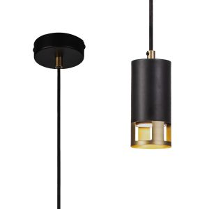 Koko 1 Light Pendant GU10, Black / Painted Gold