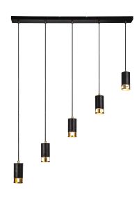 Koko 5 Light Bar Linear Pendant GU10, Black / Painted Gold