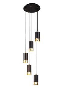 Koko 25cm 5 Light Round Pendant GU10, Black / Painted Gold