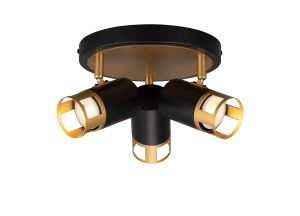 Koko 31.5cm 3 Light Round Spotlight GU10, Black / Painted Gold