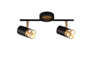 Koko 2 Light Linear Bar Spotlight GU10, Black / Painted Gold