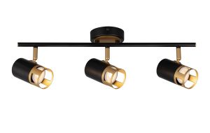 Koko 3 Light Linear Bar Spotlight GU10, Black / Painted Gold