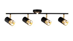 Koko 4 Light Linear Bar Spotlight GU10, Black / Painted Gold