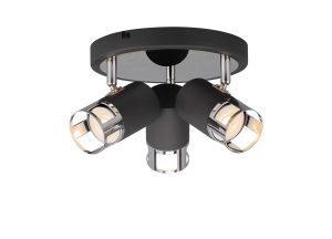 Koko 31.5cm 3 Light Round Spotlight GU10, Graphite / Polished Chrome