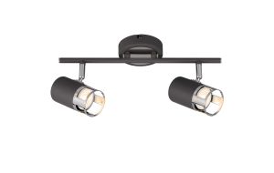 Koko 2 Light Linear Bar Spotlight GU10, Graphite / Polished Chrome