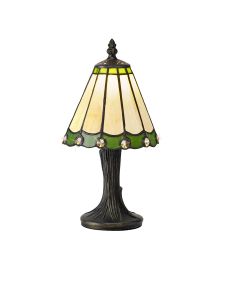 Adolfo Tiffany Table Lamp, 1 x E14, Cmozarella/Green/Clear Crystal Shade