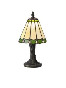 Adolfo Tiffany Table Lamp, 1 x E14, Cream/Green/Clear Crystal Shade