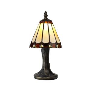 Adolfo Tiffany Table Lamp, 1 x E14, Cream/Amber/Clear Crystal Shade