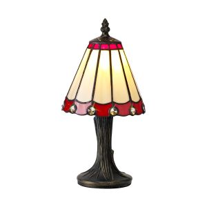 Adolfo Tiffany Table Lamp, 1 x E14, Cream/Red/Clear Crystal Shade