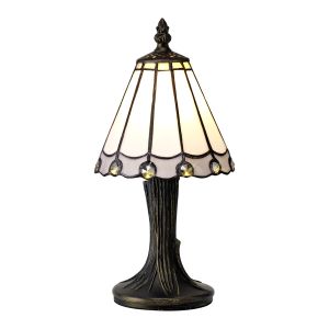 Adolfo Tiffany Table Lamp, 1 x E14, White/Grey/Clear Crystal Shade
