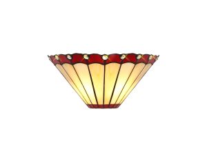 Adolfo Tiffany Wall Lamp, 2 x E14, Red/Cream/Crystal