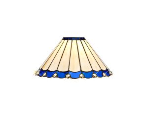 Adolfo Tiffany 30cm Non-Electric Shade, Blue/Cream/Crystal. Suitable For E27 or B22 Pendants