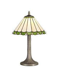 Adolfo 1 Light Tree Like Table Lamp E27 With 30cm Tiffany Shade, Green/Cmozarella/Crystal/Aged Antique Brass