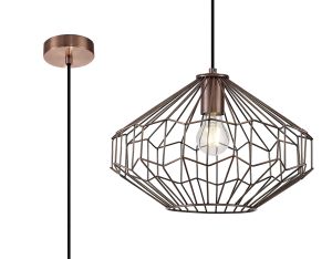 Aida Medium Pendant, 1 x E27, Antique Copper/Black