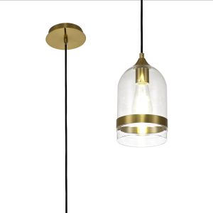 Alba Pendant 15cm Dome, 1 x E27 (Max 20W), Aged Brass & Clear