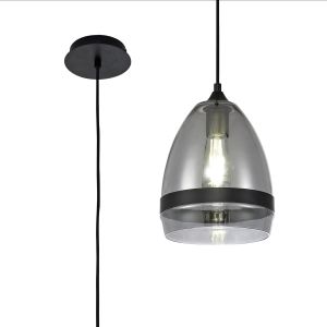 Alba Pendant 20cm Cone, 1 x E27 (Max 20W), Matt Black & Smoke Plated