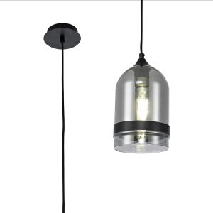 Alba Pendant 15cm Dome, 1 x E27 (Max 20W), Matt Black & Smoke Plated